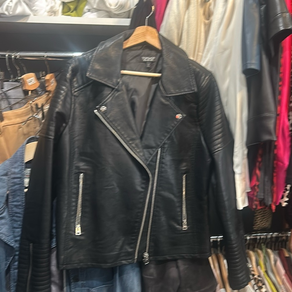 Topshop faux leather biker jacket